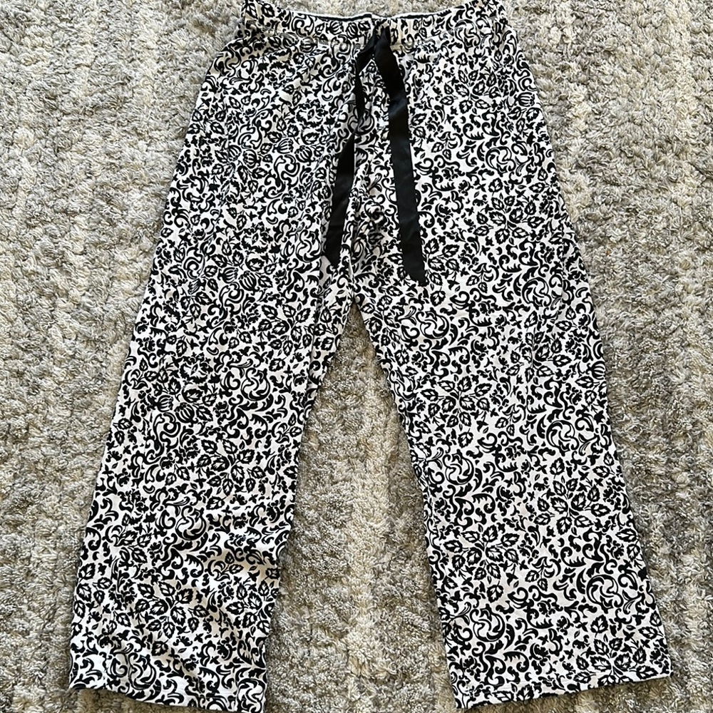 Sleep Sense Floral Paisley Print Black and White Patterned Sleep Pants
